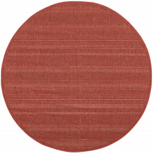 Homeroots 8' X 8' Red Round Stain Resistant Indoor Outdoor Area Rug Red Polypropylene 506923