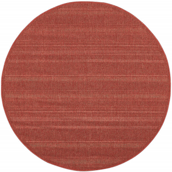 Homeroots 8' X 8' Red Round Stain Resistant Indoor Outdoor Area Rug Red Polypropylene 506923