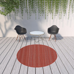 Homeroots 8' X 8' Red Round Stain Resistant Indoor Outdoor Area Rug Red Polypropylene 506923