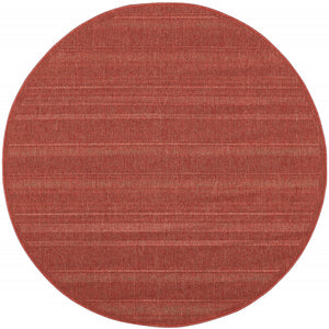Homeroots 8' X 8' Red Round Stain Resistant Indoor Outdoor Area Rug Red Polypropylene 506923