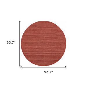 Homeroots 8' X 8' Red Round Stain Resistant Indoor Outdoor Area Rug Red Polypropylene 506923