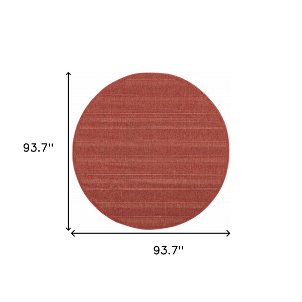 Homeroots 8' X 8' Red Round Stain Resistant Indoor Outdoor Area Rug Red Polypropylene 506923