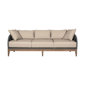 English Elm Orbit Outdoor Three Seat Sofa Eucalyptus Frame with Rope Accents and Taupe Cushions B2736P464822