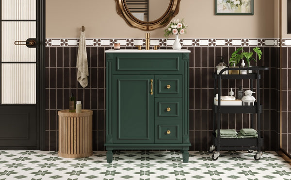 English Elm 24" Stylish Bathroom Vanity With Ceramic Sink & Soft-Close Drawers, Perfect For Small Spaces! N710P318989F