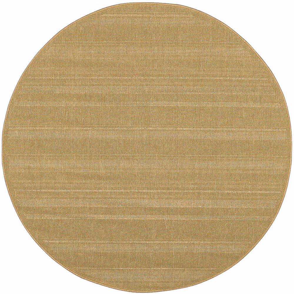 Homeroots 8' X 8' Beige Round Stain Resistant Indoor Outdoor Area Rug Tan Polypropylene 506951