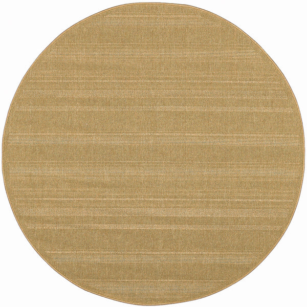 Homeroots 8' X 8' Beige Round Stain Resistant Indoor Outdoor Area Rug Tan Polypropylene 506951