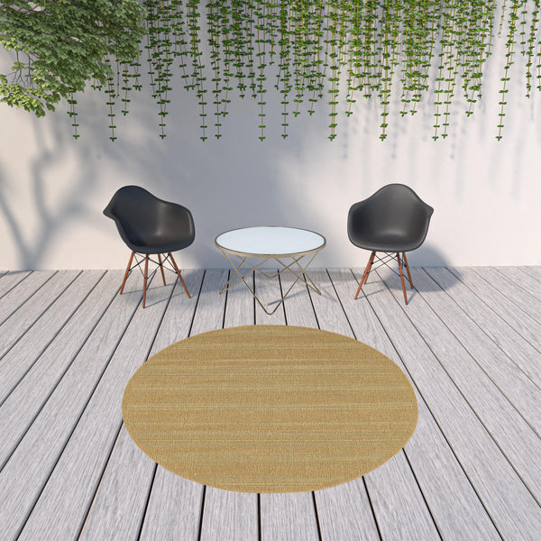 Homeroots 8' X 8' Beige Round Stain Resistant Indoor Outdoor Area Rug Tan Polypropylene 506951