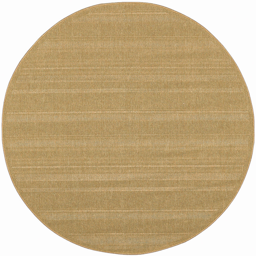 Homeroots 8' X 8' Beige Round Stain Resistant Indoor Outdoor Area Rug Tan Polypropylene 506951