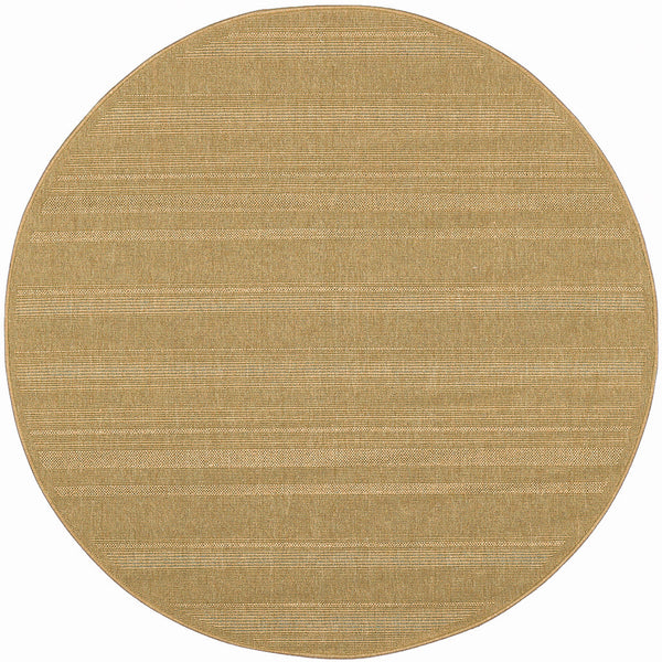 Homeroots 8' X 8' Beige Round Stain Resistant Indoor Outdoor Area Rug Tan Polypropylene 506951