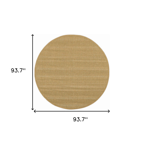 Homeroots 8' X 8' Beige Round Stain Resistant Indoor Outdoor Area Rug Tan Polypropylene 506951