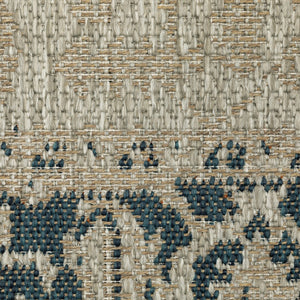 HomeRoots 5' Gray Oriental Indoor-Outdoor Area Rug - Stain and Water Resistant, Timeless Medallion Design 5'3" x 7'3" 506955