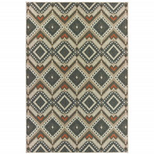 Homeroots 3' X 5' Gray Geometric Area Rug – Stain Resistant, Stylish Indoor/Outdoor Design For Homes With Kids & Pets 3'3" X 5' Polypropylene 506960