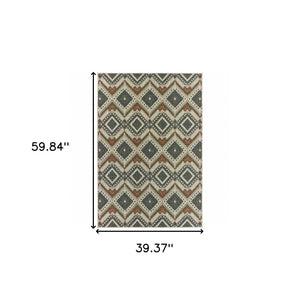 Homeroots 3' X 5' Gray Geometric Area Rug – Stain Resistant, Stylish Indoor/Outdoor Design For Homes With Kids & Pets 3'3" X 5' Polypropylene 506960