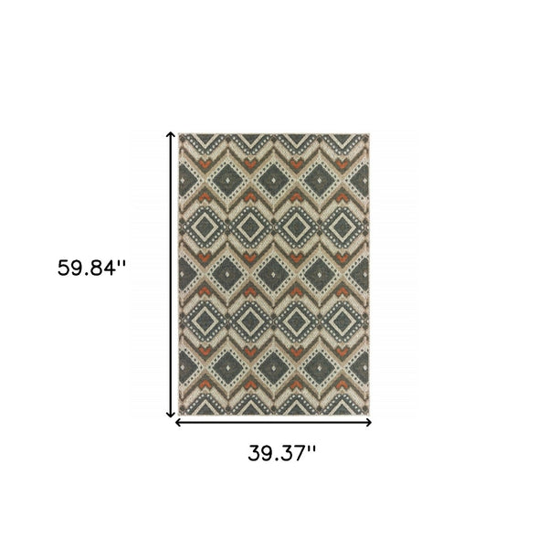 Homeroots 3' X 5' Gray Geometric Area Rug – Stain Resistant, Stylish Indoor/Outdoor Design For Homes With Kids & Pets 3'3" X 5' Polypropylene 506960