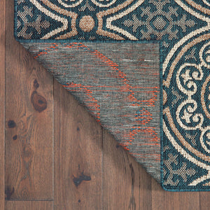 Homeroots 3' X 5' Blue And Gray Geometric Stain Resistant Area Rug - Perfect For Indoor And Outdoor Spaces! Teal,Grey Polypropylene 506966