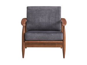 English Elm Alisa Charcoal Fabric Accent Chair with Brown Wood Finish, Removable Cushion, Foam Seat Comfort B2726S00384
