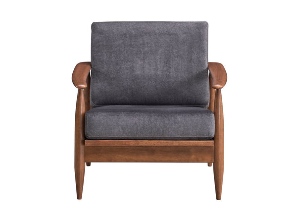 English Elm Alisa Charcoal Fabric Accent Chair with Brown Wood Finish, Removable Cushion, Foam Seat Comfort B2726S00384