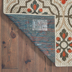 Homeroots 10' X 13' Gray Geometric Stain Resistant Indoor Outdoor Area Rug Grey,Orange Polypropylene 506976