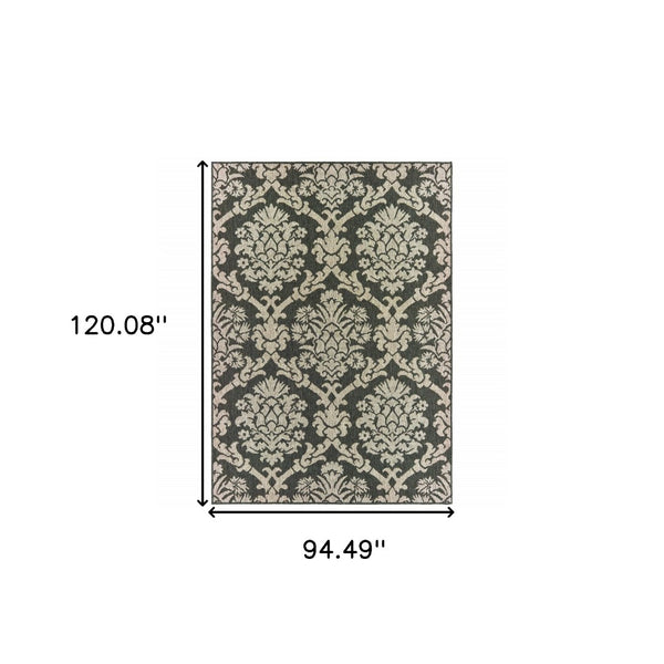 HomeRoots 5' X 7' Gray Floral Area Rug - Stain-Resistant, Indoor-Outdoor Durable Design for Stylish Spaces 7'10" x 10' 506981