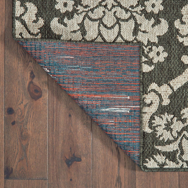HomeRoots 5' X 7' Gray Floral Area Rug - Stain-Resistant, Indoor-Outdoor Durable Design for Stylish Spaces 9'10" x 12'10" 506982
