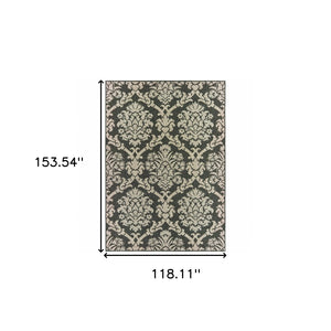 HomeRoots 5' X 7' Gray Floral Area Rug - Stain-Resistant, Indoor-Outdoor Durable Design for Stylish Spaces 9'10" x 12'10" 506982