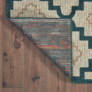 HomeRoots 5' Indoor Outdoor Blue and Gray Geometric Area Rug - Stain Resistant, Durable & Stylish Design 7'10" x 10' 506987
