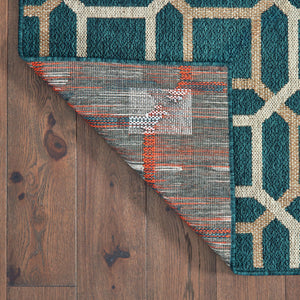 Homeroots 8' X 10' Blue And Gray Geometric Stain Resistant Indoor Outdoor Area Rug  Polypropylene 506993