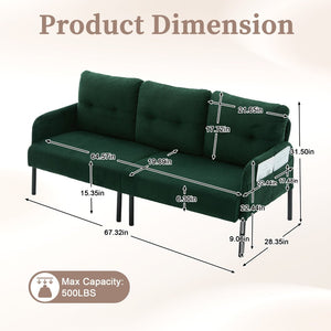 English Elm United We Win Corduroy Loveseat Plush Ergonomic Sofa with Spring Support Metal Legs Emerald W1568P410052
