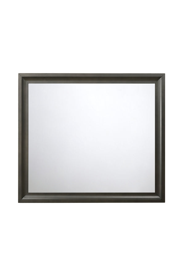 English Elm Soteris Antique Gray Beveled Mirror with Synthetic Wood Frame — Timeless Rectangular Accent for Home Décor B2726P261851
