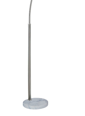 English Elm 1pc Arch Lamp Polished Chrome Stem with White Marble Base, Extendable Neck, Contemporary 81"H Ambient Lighting B2741P317225