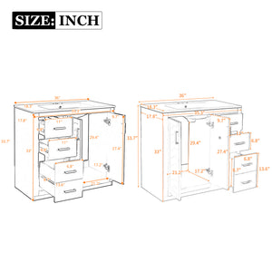 English Elm 72'' Bathroom Vanity With Ceramic Sink - Elegant Solid Wood Freestanding Set With Ample Storage & Soft-Close Doors N710SS00015K