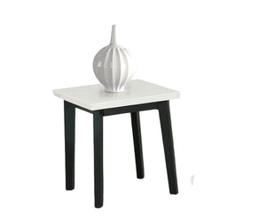 English Elm Contemporary Square End Table With Polished Marble Top - Stylish Black And White Accent For Living Room B2741P395099