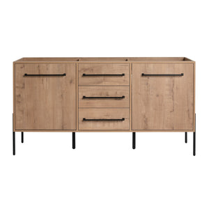 English Elm 60" Freestanding Bathroom Vanity with Soft-close Doors and Three Drawer Storage W999P405133