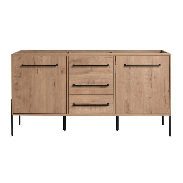 English Elm 60" Freestanding Bathroom Vanity with Soft-close Doors and Three Drawer Storage W999P405133