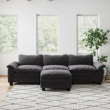 English Elm Living Room Furniture Luxury Sectional Sofa Couch With Ottoman Soft Velvet Upholstered Sofa Grey