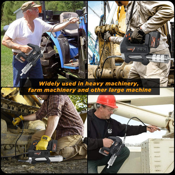 English Elm Heavy Duty Cordless Grease Gun 20v with 6 Speed Modes Led Light and 40 Inch Hose T3177P305047