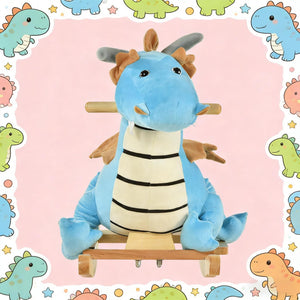 English Elm Dinosaur Plush Rocking Toy for Toddlers with Sound Effects and Wooden Base T3971P442691