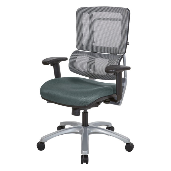 OSP Home Furnishings Vertical Mesh Back Ergonomic Manager Chair with Lumbar Support and Polished Base Silver 99666S-2M