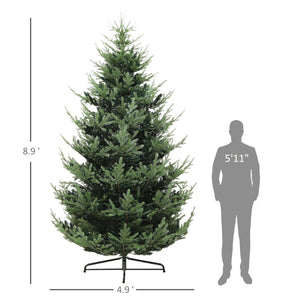 English Elm Homcom 9 Ft Prelit Nordic Pine Tree With 300 Led Lights, Remote Control, Easy Setup & Sturdy Base W2225P249639