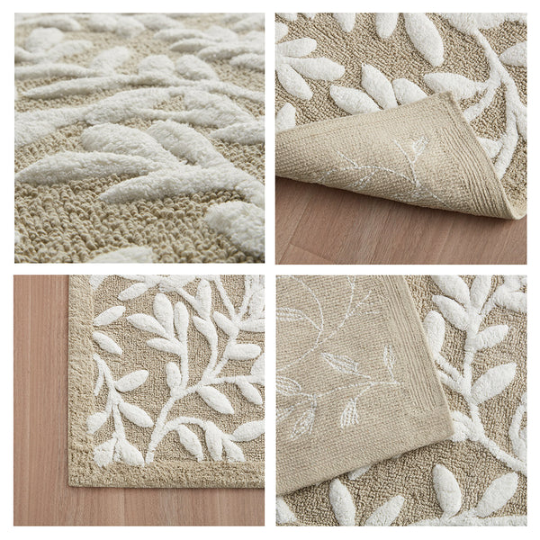 JLA Home Madison Park - Cotton Tufted Leaf Bath Rug with OEKO-TEX Safety, Plush Absorbent Cotton, Skid-Resistant Backing 60 L x 24 W x 0.5H MP72-8342