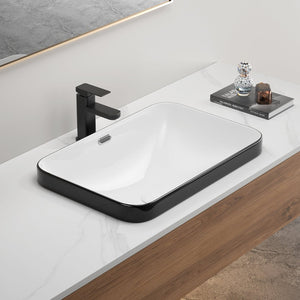 English Elm Ceramic Undermount Vanity Sink Glazed Porcelain Basin Flush Mount Minimalist Bath W3402P406917