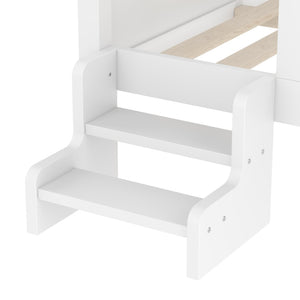 English Elm Full Bunk Bed with Trundle Bookshelf Storage Pine Frame Car Design for Kids Light White W1580S00295