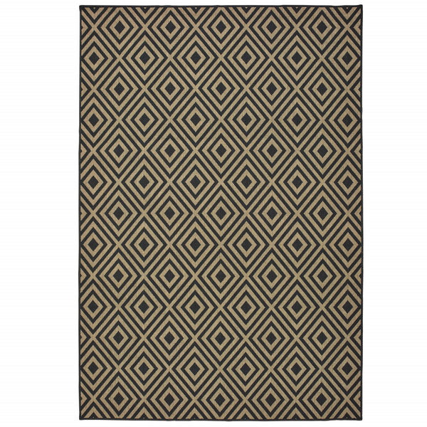 Homeroots 4' X 6' Black And Tan Geometric Stain Resistant Rug - Stylish Indoor/Outdoor Accent For Any Space 3'7" X 5'6" Polypropylene 507007