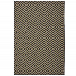 Homeroots 9' X 13' Black And Tan Geometric Stain Resistant Indoor Outdoor Area Rug  Polypropylene 507011