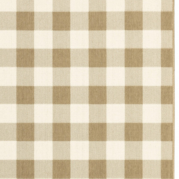 Homeroots 4' Gray And Ivory Geometric Stain-resistant Indoor Outdoor Area Rug For Stylish Living Spaces Tan,Ivory Polypropylene 507016