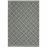 Homeroots 5' X 8' Gray And Ivory Geometric Stain Resistant Indoor Outdoor Area Rug  Polypropylene 507035