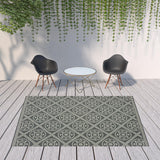 Homeroots 8' X 11' Gray And Ivory Geometric Stain Resistant Indoor Outdoor Area Rug  Polypropylene 507037