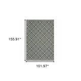 Homeroots 9' X 13' Gray And Ivory Geometric Stain Resistant Indoor Outdoor Area Rug  Polypropylene 507038