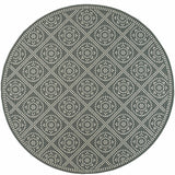 Homeroots 8' X 8' Gray And Ivory Round Geometric Stain Resistant Indoor Outdoor Area Rug  Polypropylene 507039