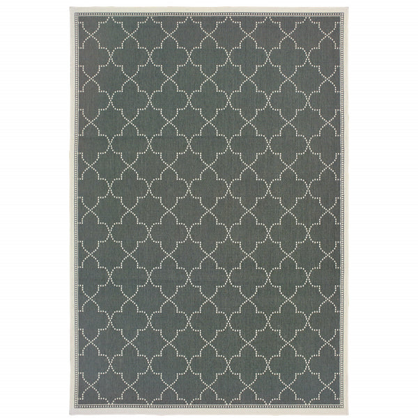 Homeroots 4' Geometric Stain Resistant Indoor Outdoor Area Rug - Stylish Gray And Ivory Design For Home Comfort Grey,Ivory Polypropylene 507052